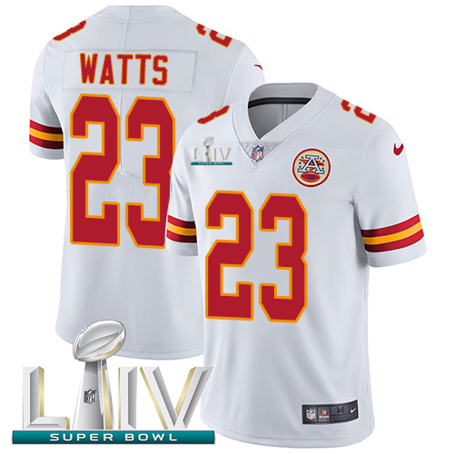 Kansas City Chiefs Nike 23 Armani Watts White Super Bowl LIV 2020 Men Stitched NFL Vapor Untouchable Limited Jersey